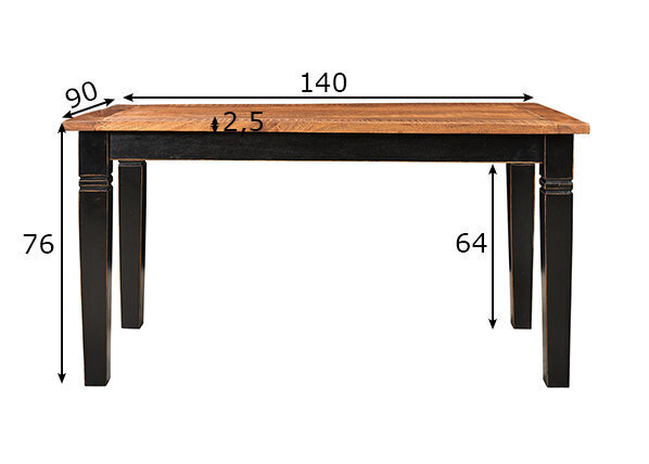 Söögilaud Corsica, 90x140, mangopuit/must/mesi hind ja info | Köögilauad, söögilauad | hansapost.ee