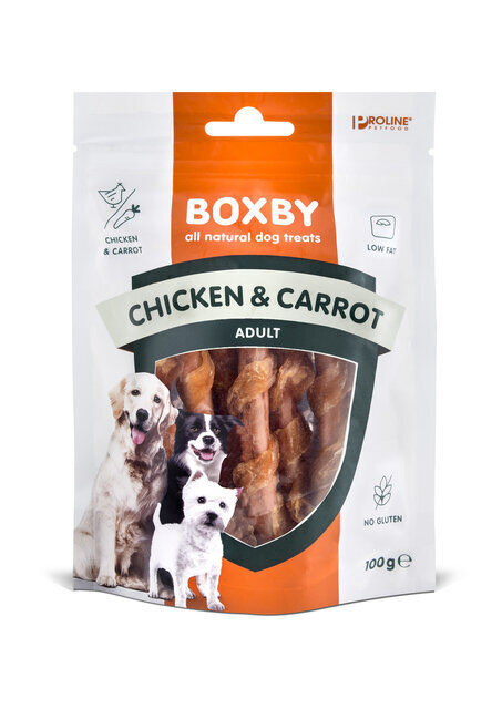 BOXBY KOERA MAIUS CHICKEN&CARROT 100G hind ja info | Koerte maiused | hansapost.ee