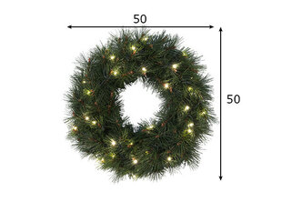 Венок со светодиодной подсветкой Pine 50 см цена и информация | Новогодние елки | hansapost.ee