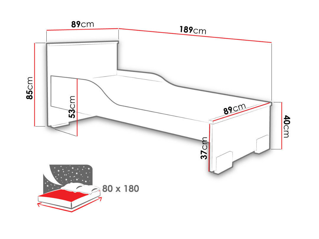 Voodi Caren 80x180 cm цена и информация | Voodid | hansapost.ee