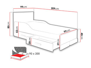 Кровать Rosa, 90x200 см + прикроватные ящики цена и информация | Кровати | hansapost.ee