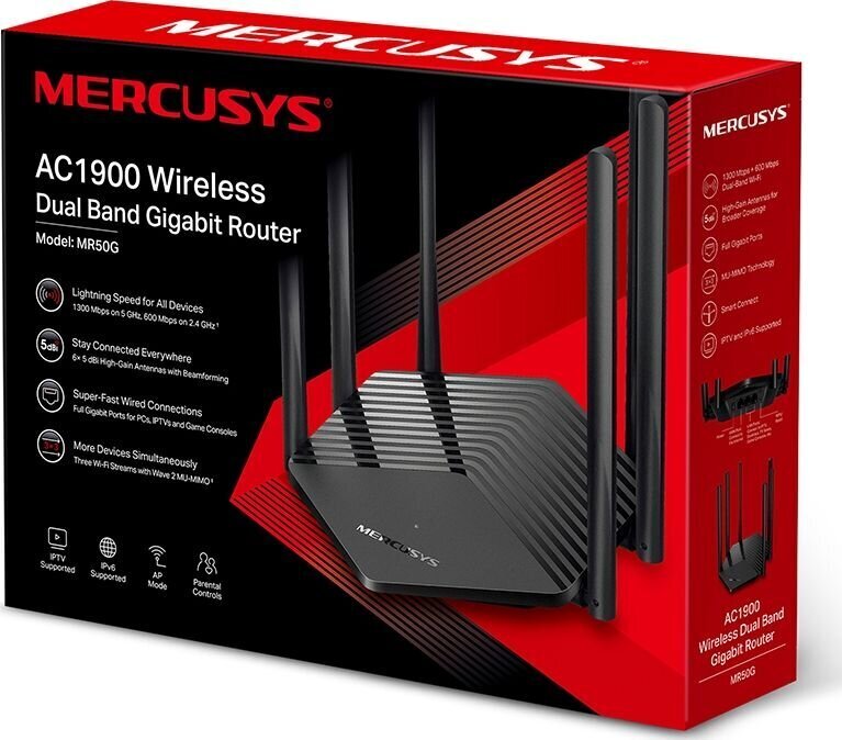 Mercusys Dual-Band Router MR50G 802.11ac, 600+1300 Mbit hind ja info | Ruuterid | hansapost.ee