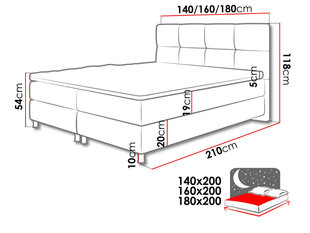 Континентальная кровать Dave 140x200 см цена и информация | Кровати | hansapost.ee
