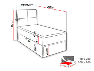 Kontinentaalvoodi Garda Lux 100x200 hind ja info | Voodid | hansapost.ee