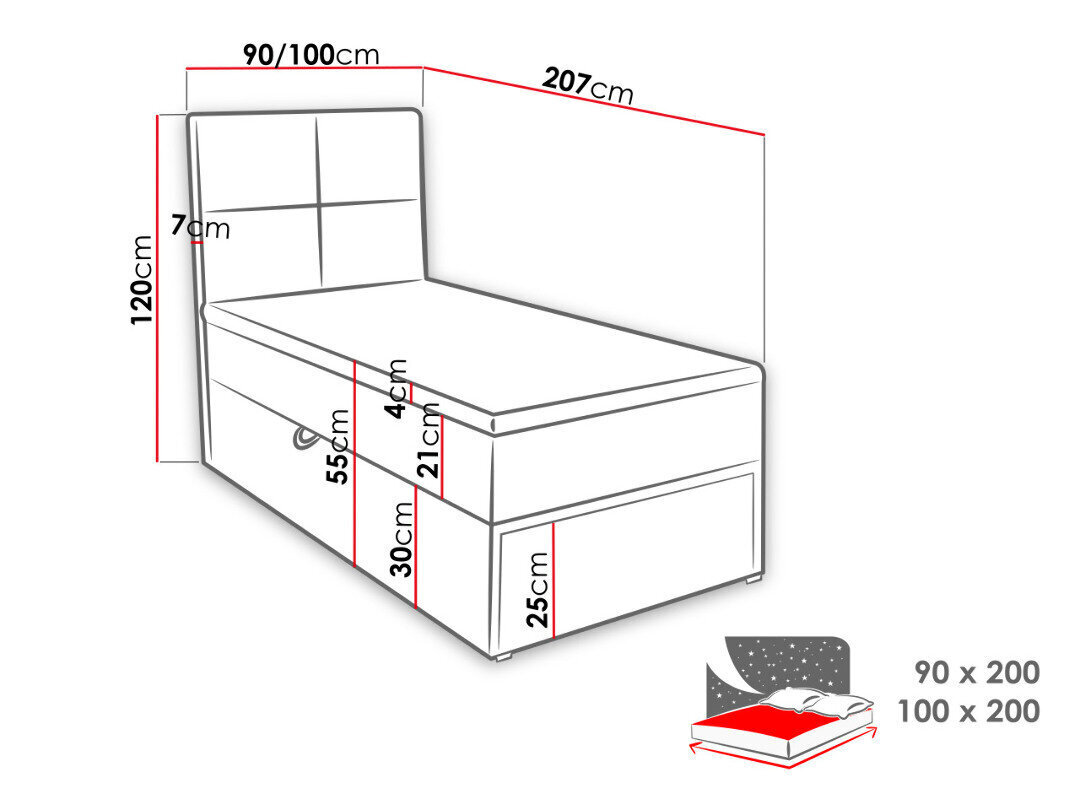 Kontinentaalvoodi Garda Lux 100x200 hind ja info | Voodid | hansapost.ee