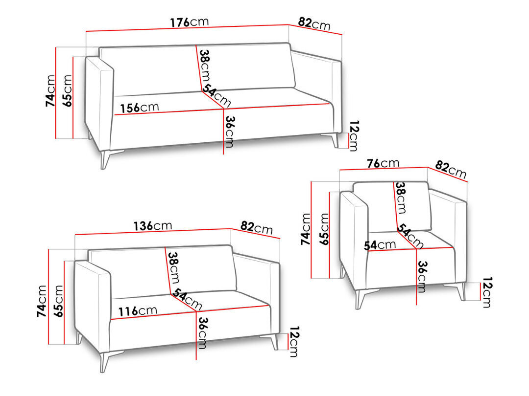 Komplekt SZAFIR 3+2+1 hind ja info | Pehme mööbli komplektid | hansapost.ee