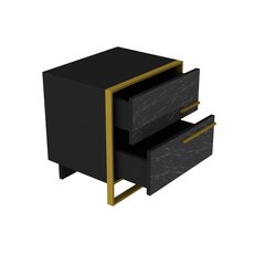 Ночной столик Kalune Design Polka, черный/золотистый цена и информация | Ночные шкафы | hansapost.ee