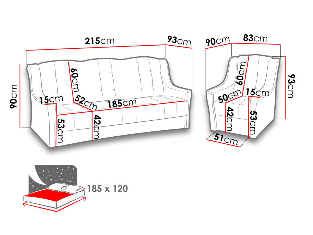 Komplekt NIAGARA 3+1+1 hind ja info | Pehme mööbli komplektid | hansapost.ee