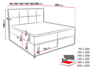 Kontinentaalvoodi GARDA LUX 160x200 cm hind ja info | Voodid | hansapost.ee