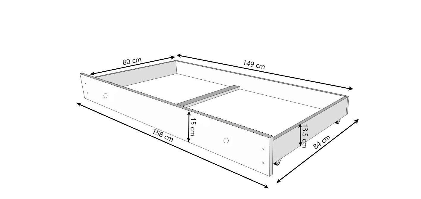 Lastevoodi ADRK Furniture Emka U2, 80x160 cm, valge hind ja info | Lastevoodid | hansapost.ee