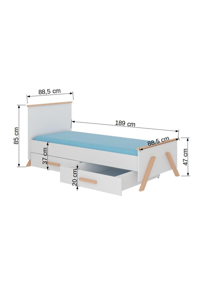 Lastevoodi Adrk Furniture Koral 80x190 cm, valge hind ja info | Lastevoodid | hansapost.ee