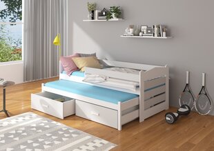 Lastevoodi Adrk Furniture Tiarro 80x180 cm koos küljekaitsega, valge/helehall цена и информация | Детские кровати | hansapost.ee