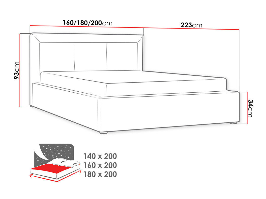 Voodi Moden 160x200 cm ülestõstetava voodipõhjaga hind ja info | Voodid | hansapost.ee