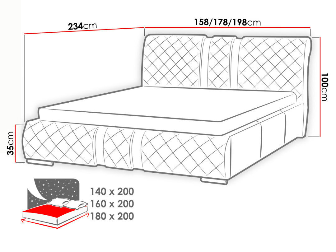 Voodi Niko 160x200 cm ülestõstetava voodipõhjaga цена и информация | Voodid | hansapost.ee