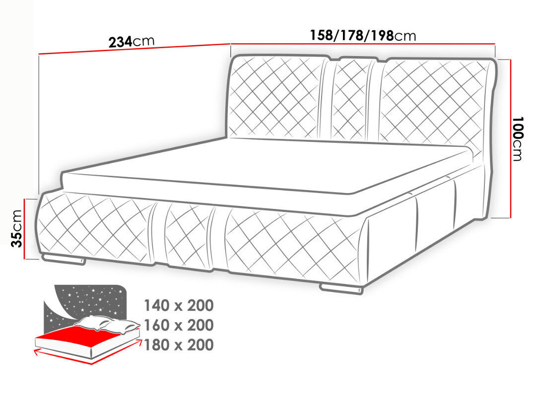 Voodi Niko 160x200 cm ülestõstetava voodipõhjaga hind ja info | Voodid | hansapost.ee