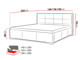 Voodi Lazio 140x200 cm ülestõstetava voodipõhjaga hind ja info | Voodid | hansapost.ee