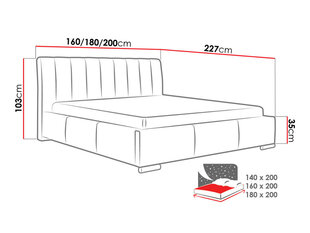 Voodi Milano 160x200 cm ülestõstetava voodipõhjaga hind ja info | Voodid | hansapost.ee