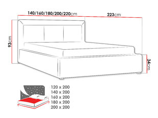 Voodi Moden 200x200 cm ülestõstetava voodipõhjaga цена и информация | Кровати | hansapost.ee