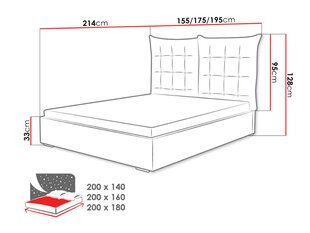 Voodi Szymek 140x200 cm ülestõstetava voodipõhjaga, pruun hind ja info | Voodid | hansapost.ee