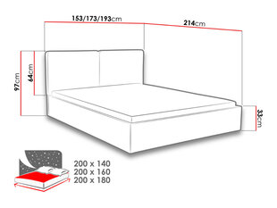 Voodi Szymek 140x200 cm ülestõstetava voodipõhjaga, roheline/muster hind ja info | Voodid | hansapost.ee