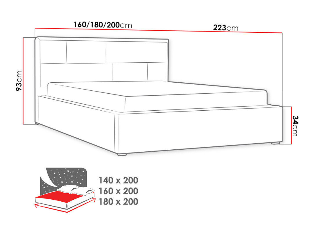 Voodi DECO 140x200 cm hind ja info | Voodid | hansapost.ee