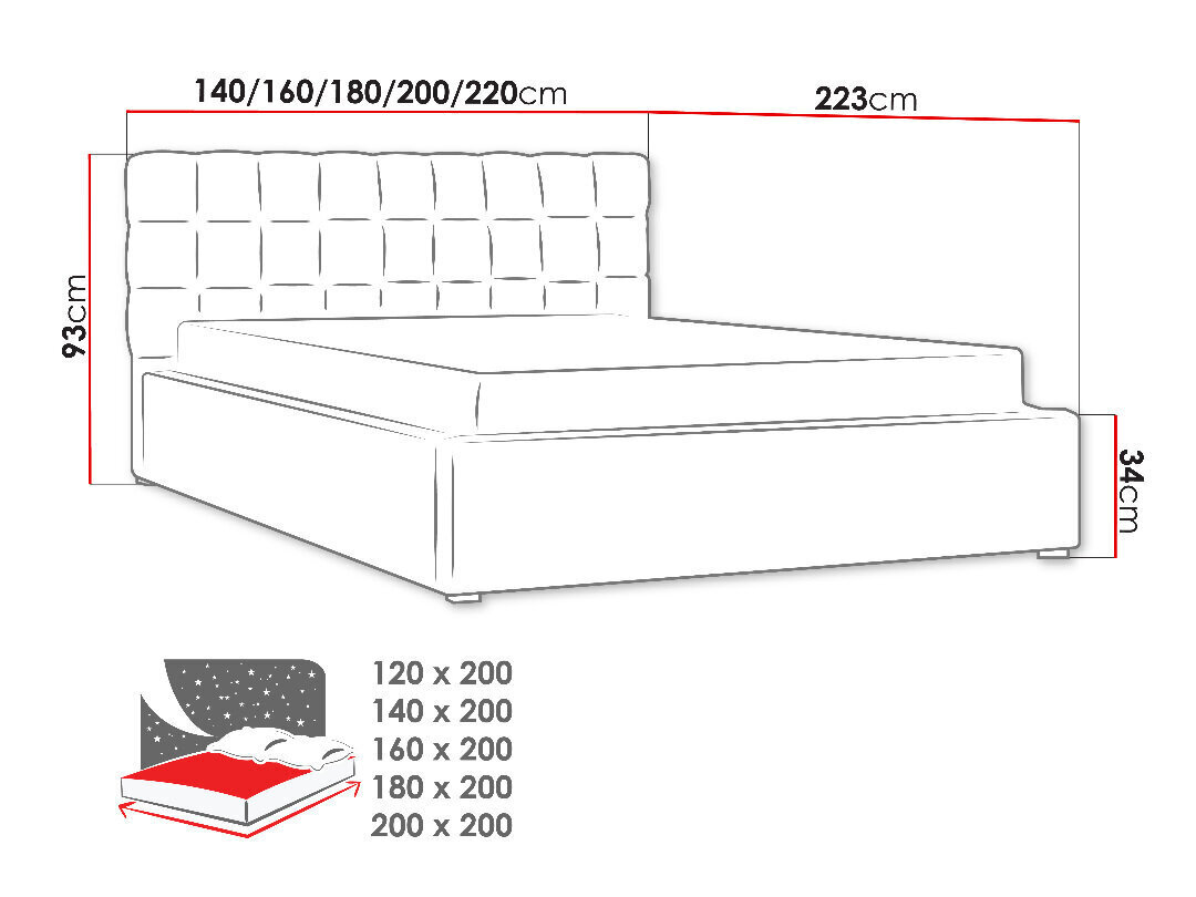 Voodi MALMO 120x200 cm hind ja info | Voodid | hansapost.ee