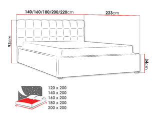 Кровать MALMO, 120x200 см цена и информация | Кровати | hansapost.ee