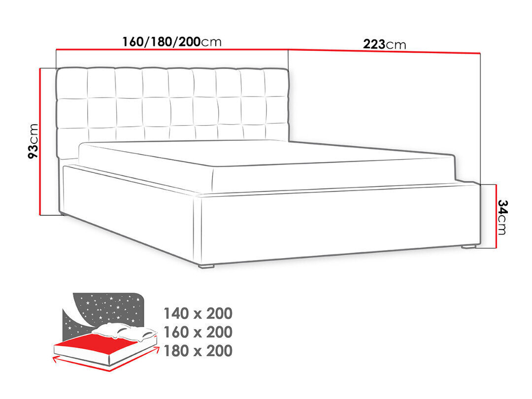 Voodi MALMO 140x200 cm hind ja info | Voodid | hansapost.ee