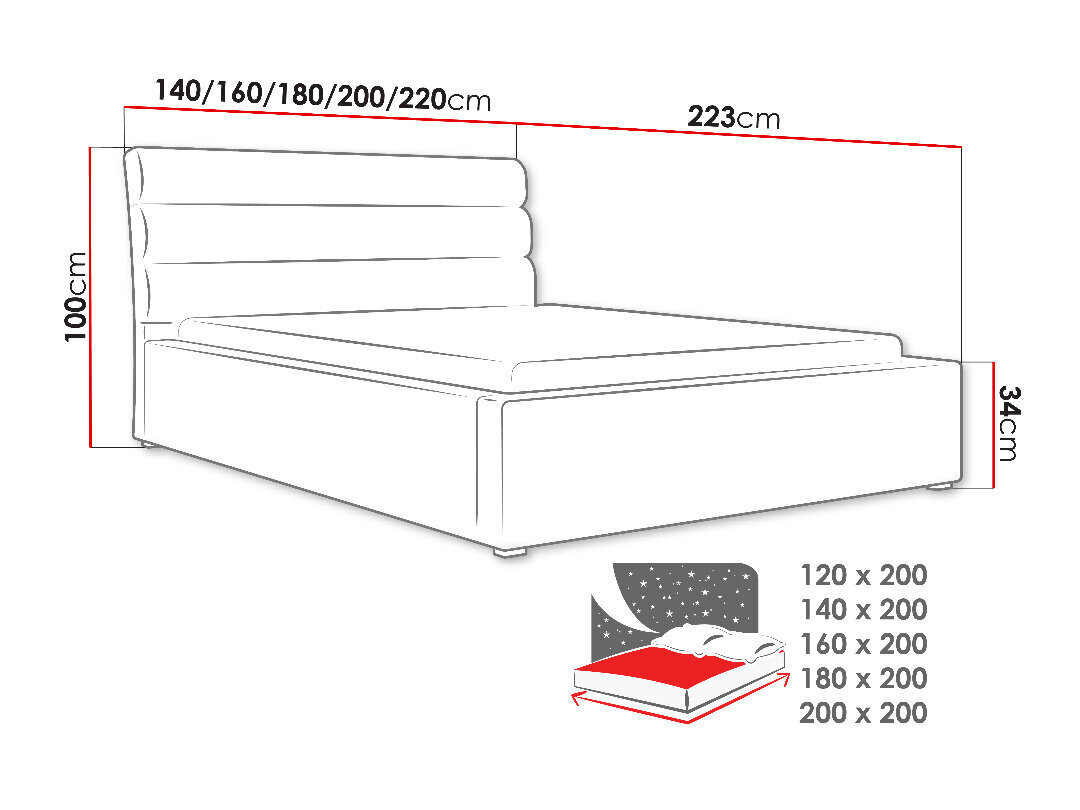 Voodi MOON 200x200 cm hind ja info | Voodid | hansapost.ee