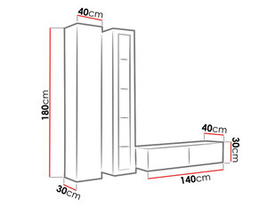 Sektsioon VIGO X + valge valgustus price and information | Sectional cabinets | hansapost.ee