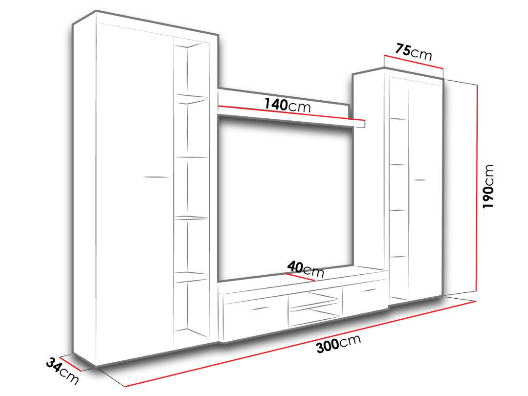 Sektsioon Rumba XL + valge Led valgustus цена и информация | Sektsioonkapid | hansapost.ee