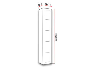 Vitriinkapp Vigo 180 cm + LED valgustus цена и информация | Шкафы | hansapost.ee