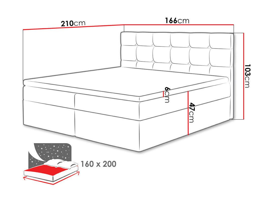 Kontinentaalvoodi Luanda 160x200 cm price and information | Voodid | hansapost.ee