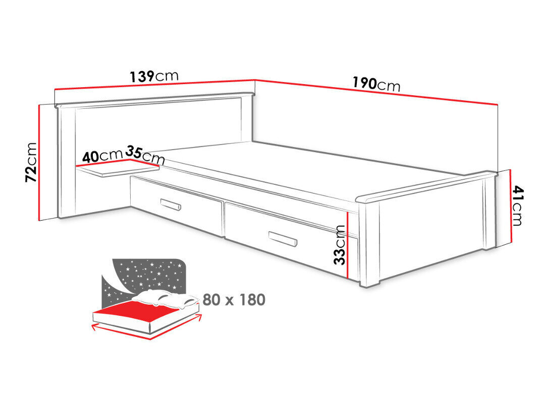 Voodi Aldo Plus 80x180 cm hind ja info | Voodid | hansapost.ee