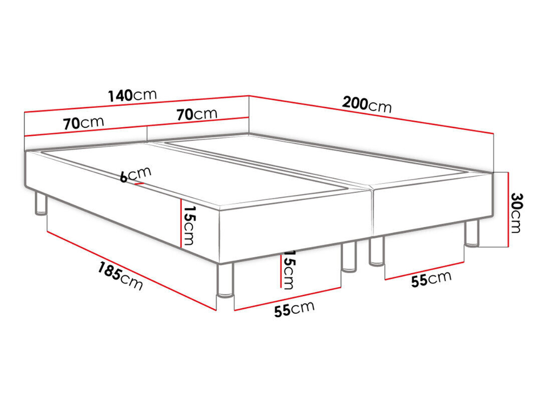 Kontinentaalvoodi Lux 140x200cm + madrats price and information | Voodid | hansapost.ee