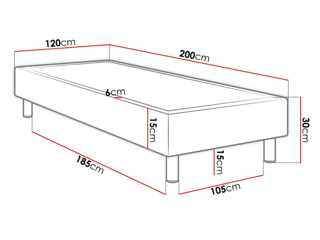 Kontinentaalvoodi Lux 120x200cm + madrats price and information | Voodid | hansapost.ee