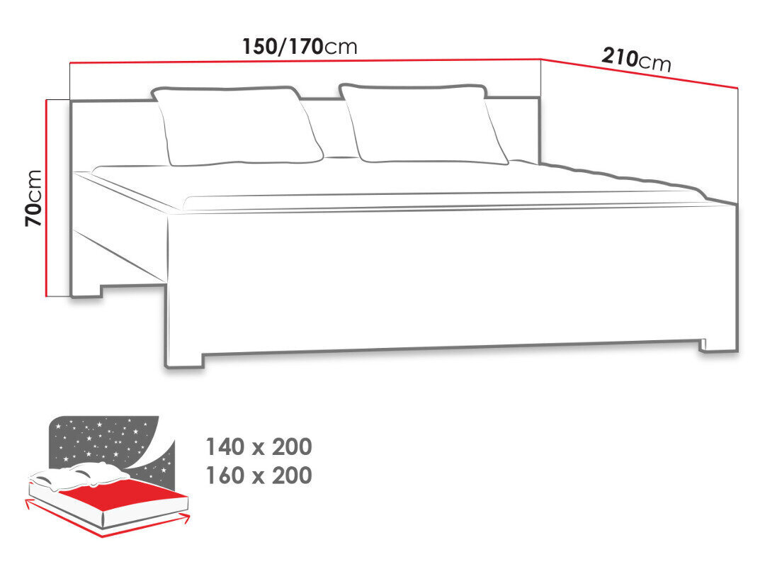 Voodi Vegas 150x210cm hind ja info | Voodid | hansapost.ee