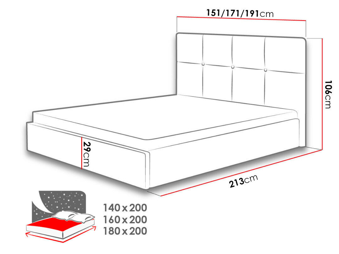 Voodi Allatessa Duo 140x200 cm hind ja info | Voodid | hansapost.ee