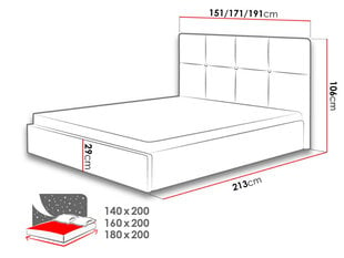 Voodi Allatessa Duo 160x200 cm price and information | Beds | hansapost.ee