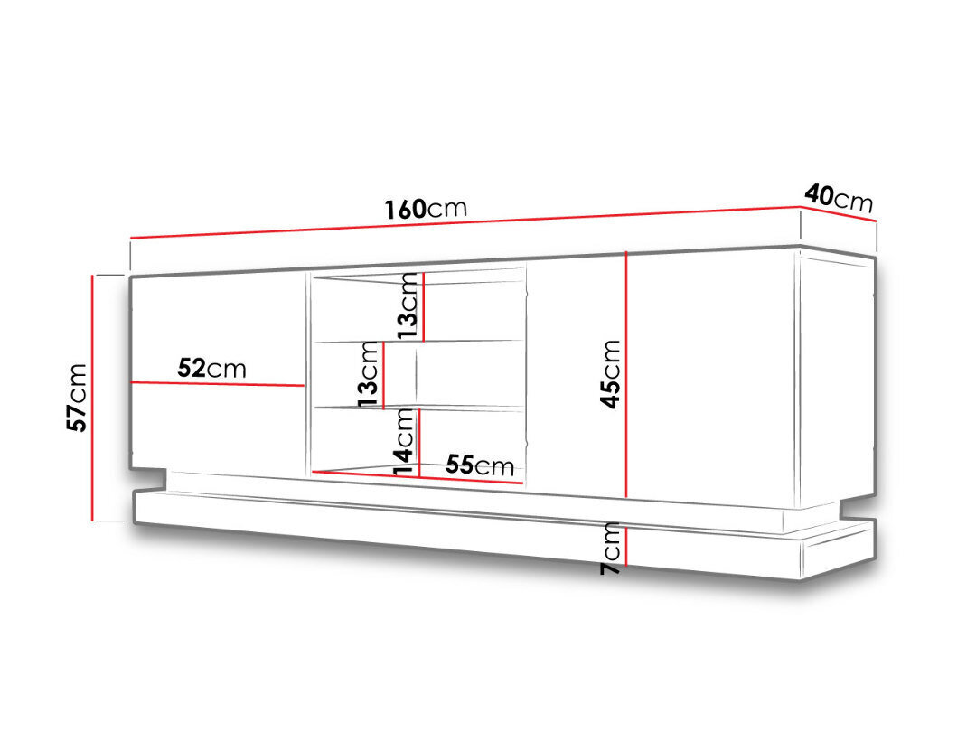 TV-alus Qiu 160 cm + LED цена и информация | Televiisori alused | hansapost.ee