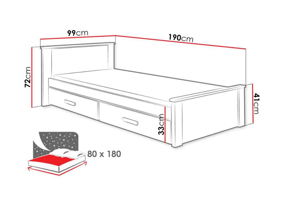 Voodi Aldo 80x180cm цена и информация | Lastevoodid | hansapost.ee