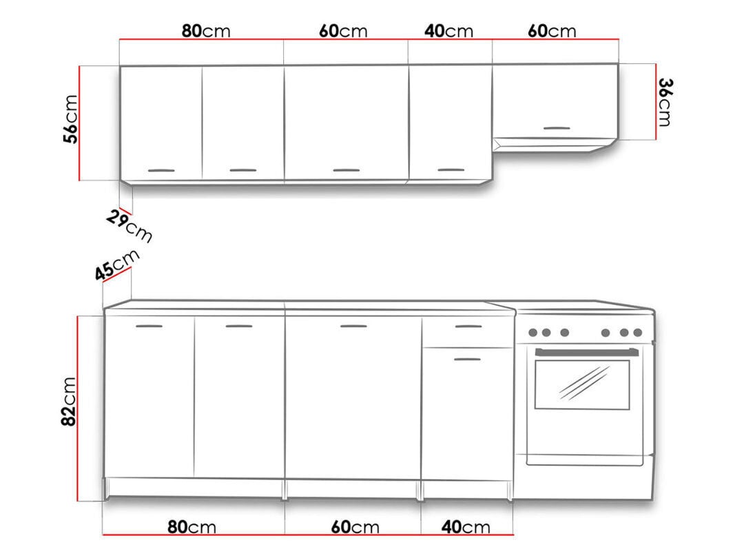 Köök Elena 240 cm цена и информация | Köögimööbli komplektid | hansapost.ee