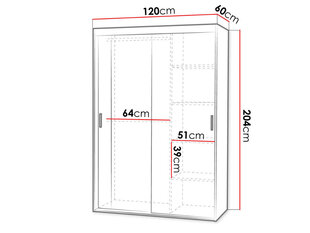 Lükandustega riidekapp REJAT 120cm hind ja info | Kapid | hansapost.ee