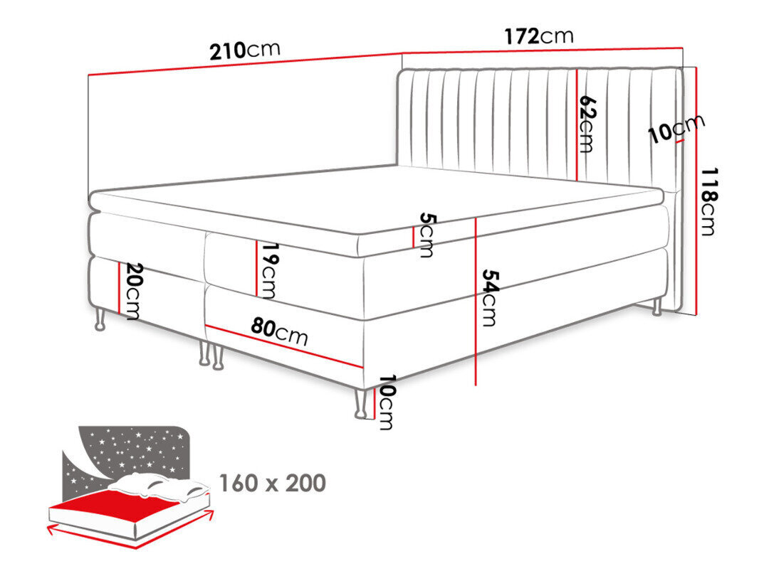 Kontinentaalvoodi ELEGANCE 160x200 hind ja info | Voodid | hansapost.ee