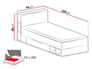Кровать, 90х200 см, Моби Систем 18 цена и информация | Кровати | hansapost.ee