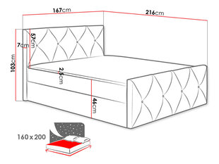 Kontinentaalvoodi Crystal Lux 160x200cm hind ja info | Voodid | hansapost.ee