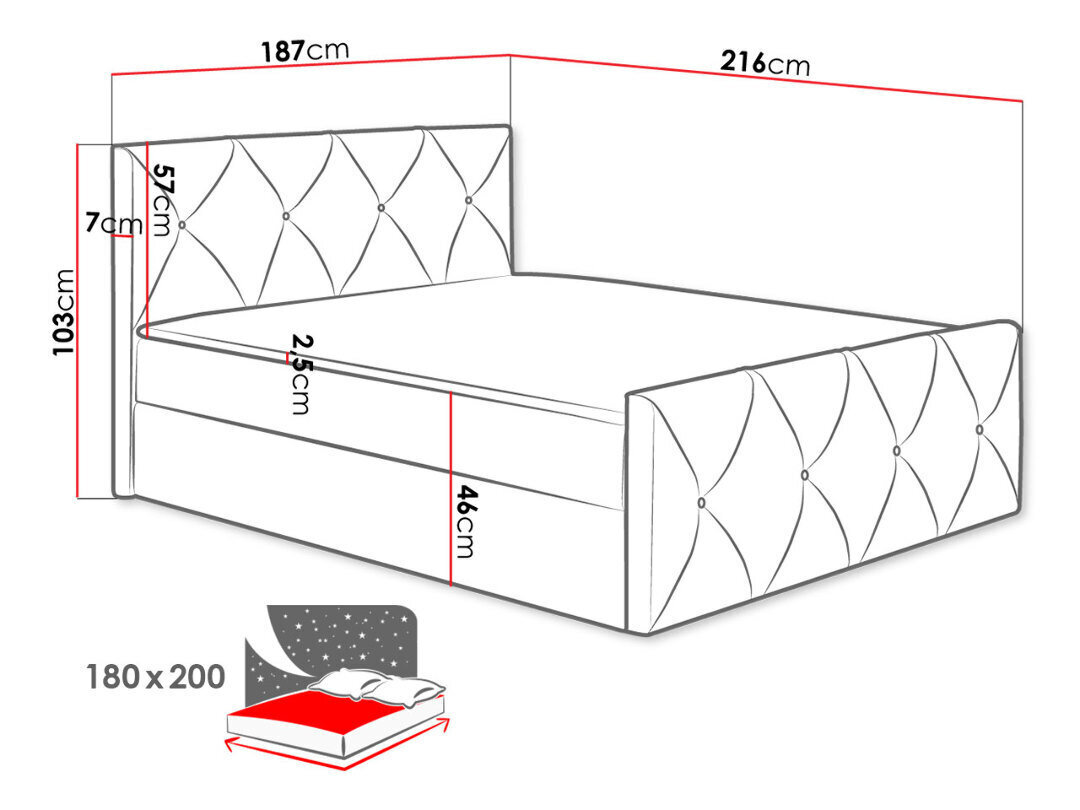 Kontinentaalvoodi Crystal Lux 180x200cm hind ja info | Voodid | hansapost.ee