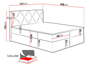 Континентальная кровать Crystal 160x200см цена и информация | Кровати | hansapost.ee