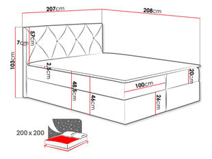 Kontinentaalvoodi Crystal 200x200cm price and information | Beds | hansapost.ee