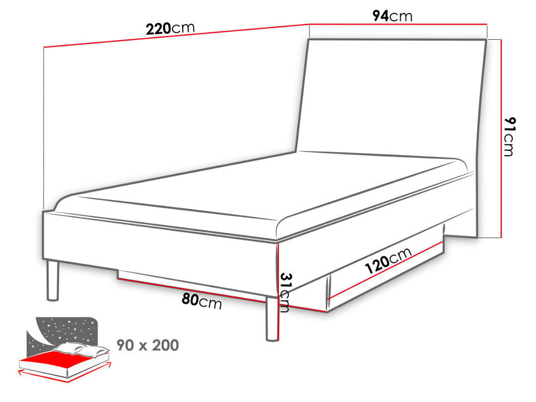 Voodi Raj 90x200cm цена и информация | Voodid | hansapost.ee